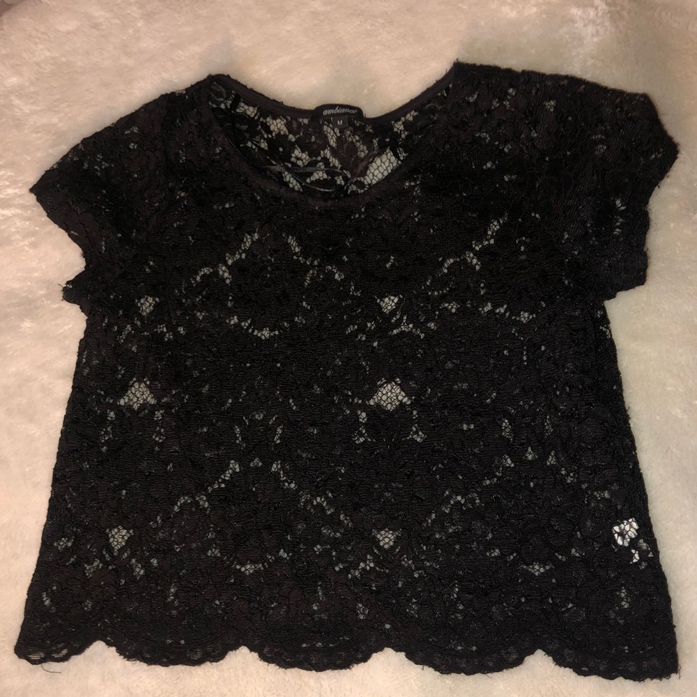 Stylish black lace crop top